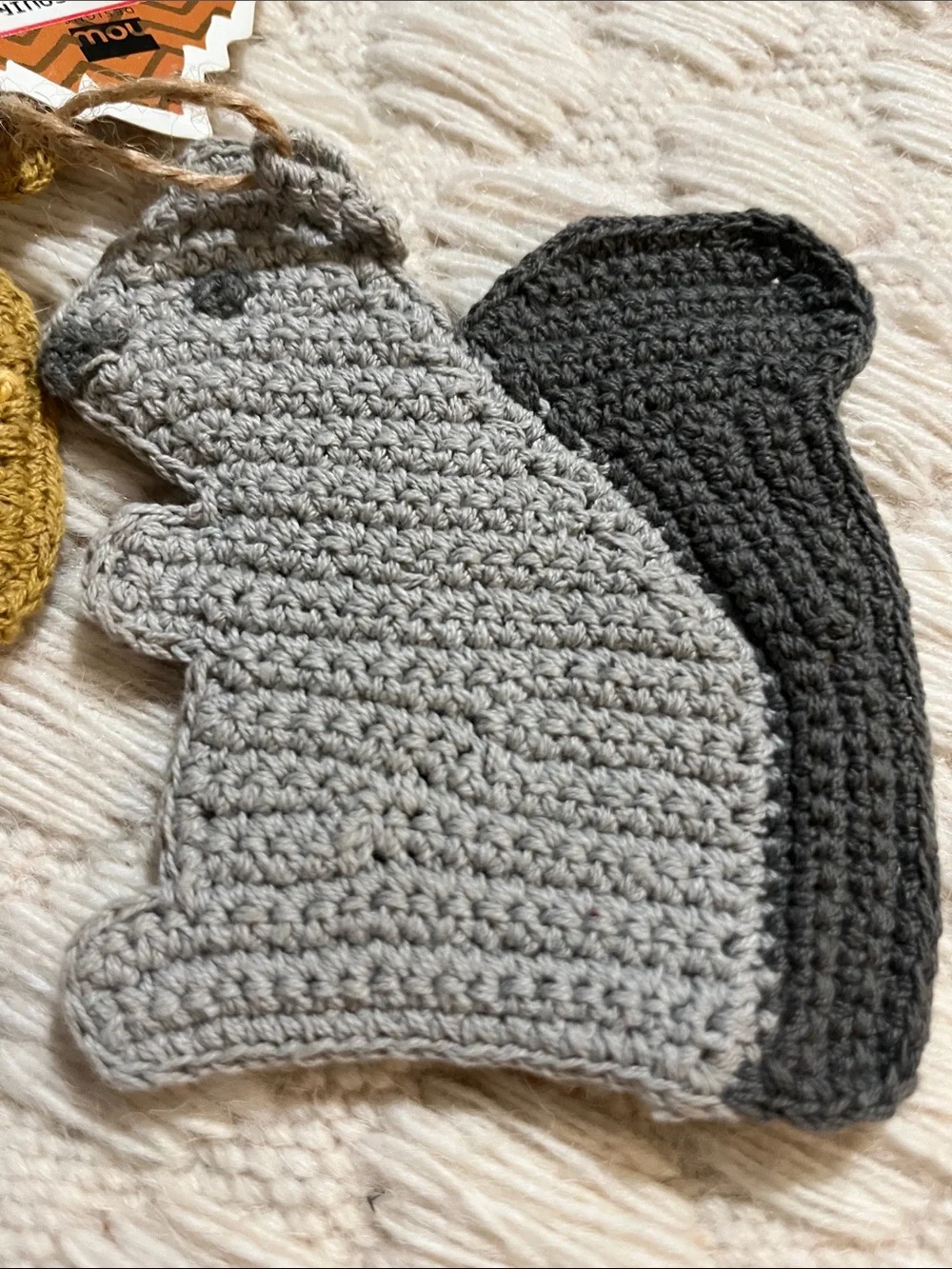 NWT Now Designs Crochet Acorn & Squirrel Kitchen Linens - Mustard, Gray, Black